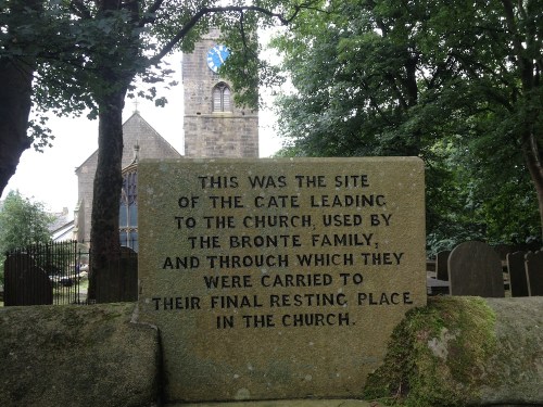 Bronte marker at the parsonage in Haworth.