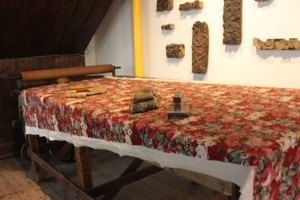 This is a block-printing table for hand-printing fabrics.