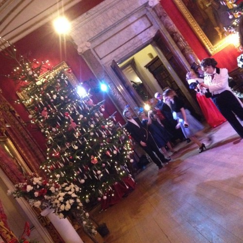 One of Chatsworth's State Rooms. I caught Cathy snapping a photo of the Christmas tree (I lost count at 42 trees -- simply boggling!).