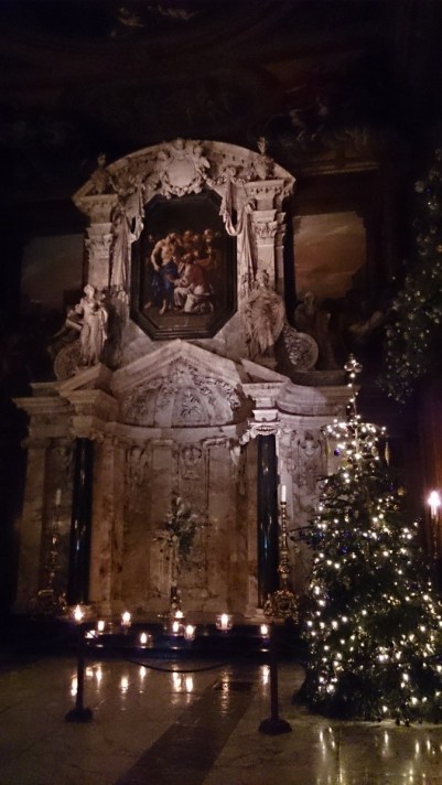 The Family Chapel at Chatsworth, decorated for the season.