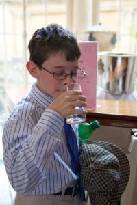 Master Chancey decides to "take the waters" in the Pump Room. (Hint: the water tastes like sulfur and iron and comes out of the fountain warm. Not my cup of tea, thanks!)