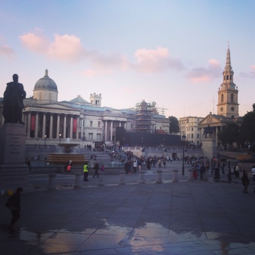 Trafalgar Square at dusk
