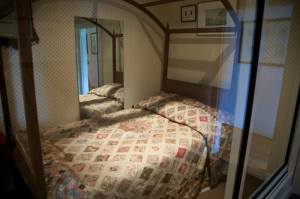 The quilt hand-stitched by Jane, her sister Cassandra, and Mrs. Austen.