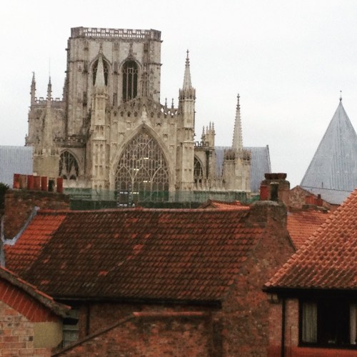 The Minster peeping over the rooflines (taken from the city wall)