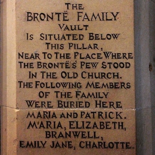 Burial plaque of the Brontes inside St Michael All Angels Church, Haworth