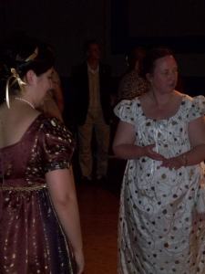 Sarah and Aylwen again -- I just loved the fabrics under the lights!