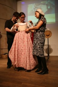 ...and James and Kitty tie it in place as they did the Farthingale.