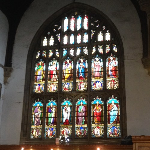 Stained glass window inside St Michael All Angels Church, Haworth