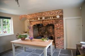 The kitchen, which is at the back of the house.