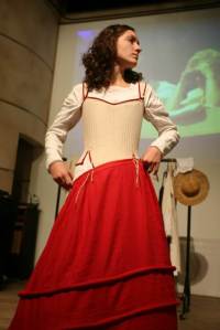 Untied, the Farthingale slips off over the shift.